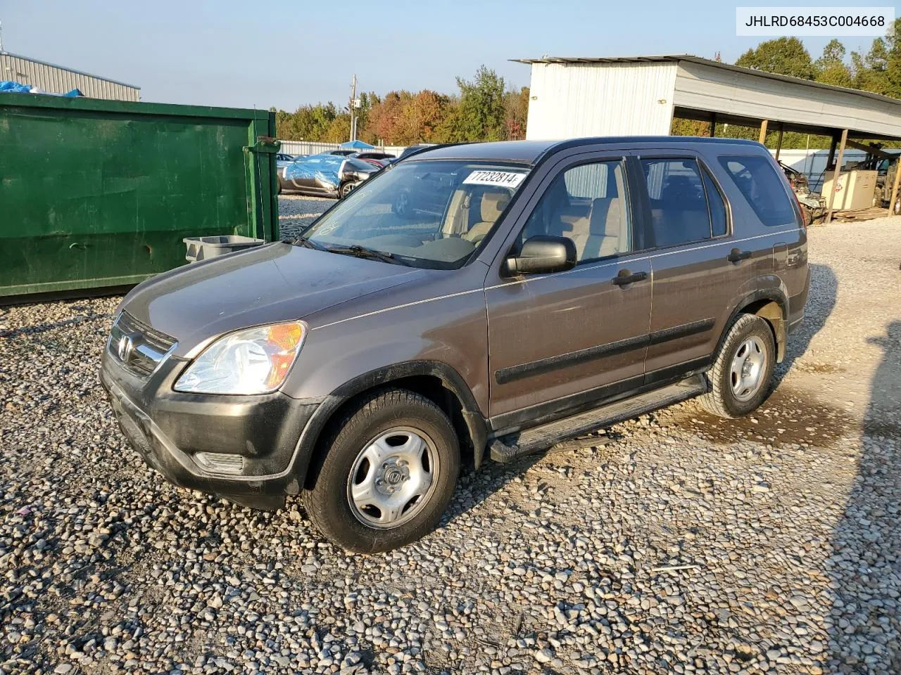 2003 Honda Cr-V Lx VIN: JHLRD68453C004668 Lot: 77232814