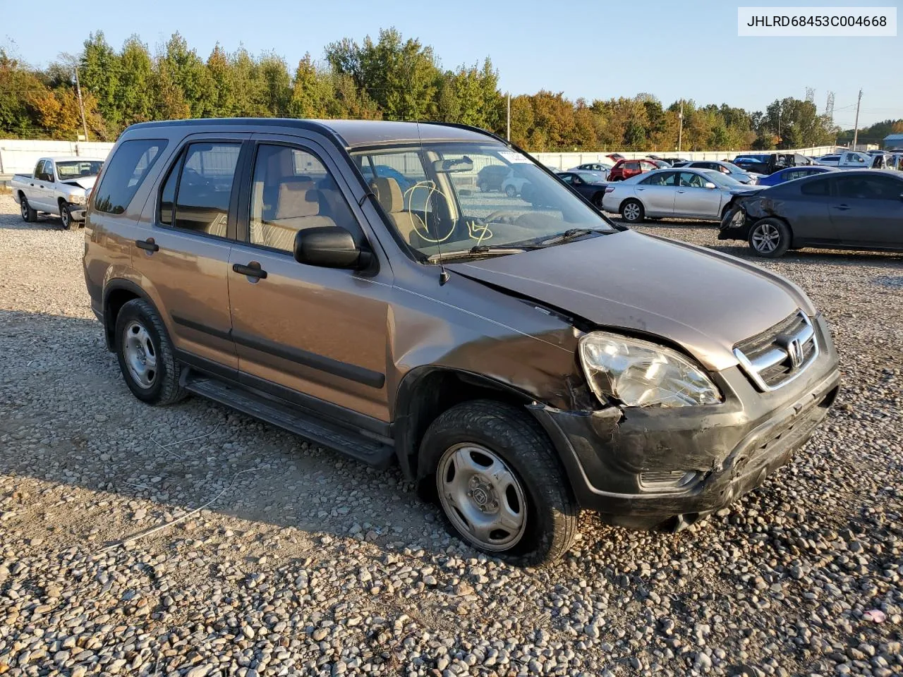 2003 Honda Cr-V Lx VIN: JHLRD68453C004668 Lot: 77232814