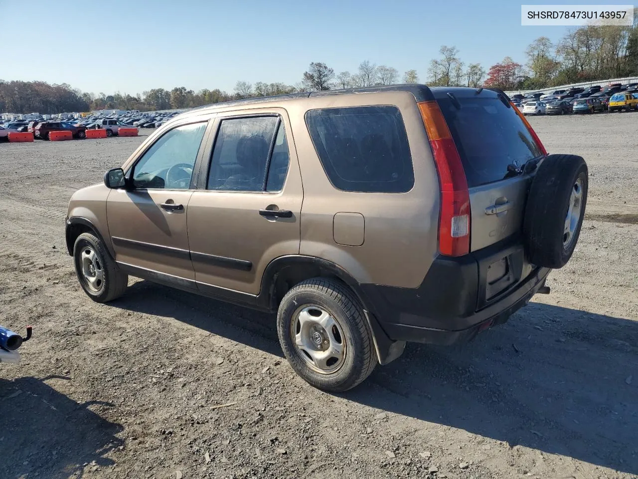 2003 Honda Cr-V Lx VIN: SHSRD78473U143957 Lot: 77545564