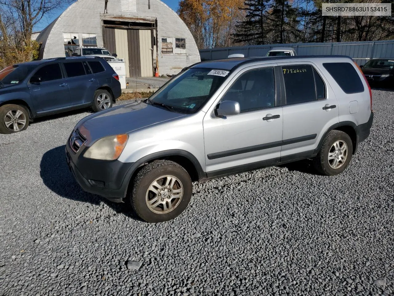 2003 Honda Cr-V Ex VIN: SHSRD78863U153415 Lot: 77836284