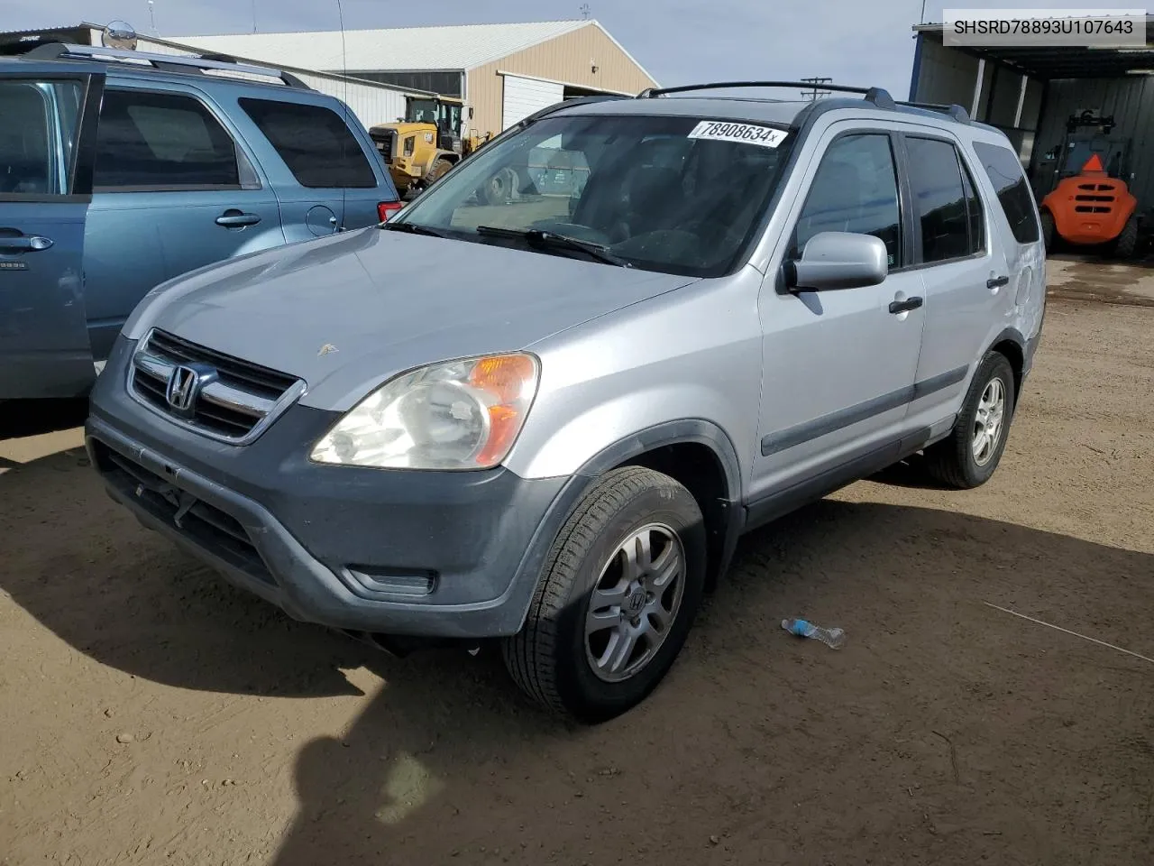 2003 Honda Cr-V Ex VIN: SHSRD78893U107643 Lot: 78908634