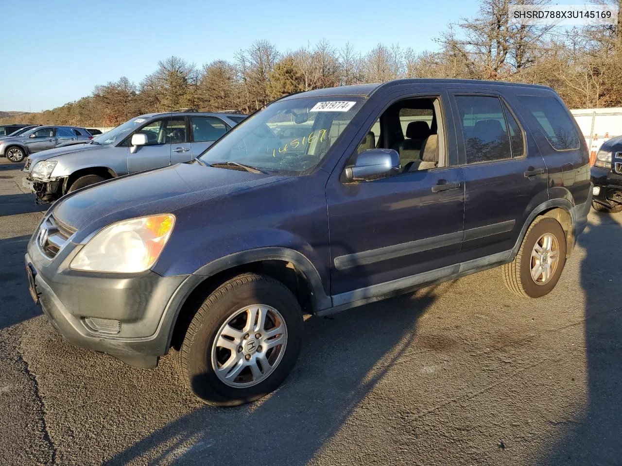 2003 Honda Cr-V Ex VIN: SHSRD788X3U145169 Lot: 79819774