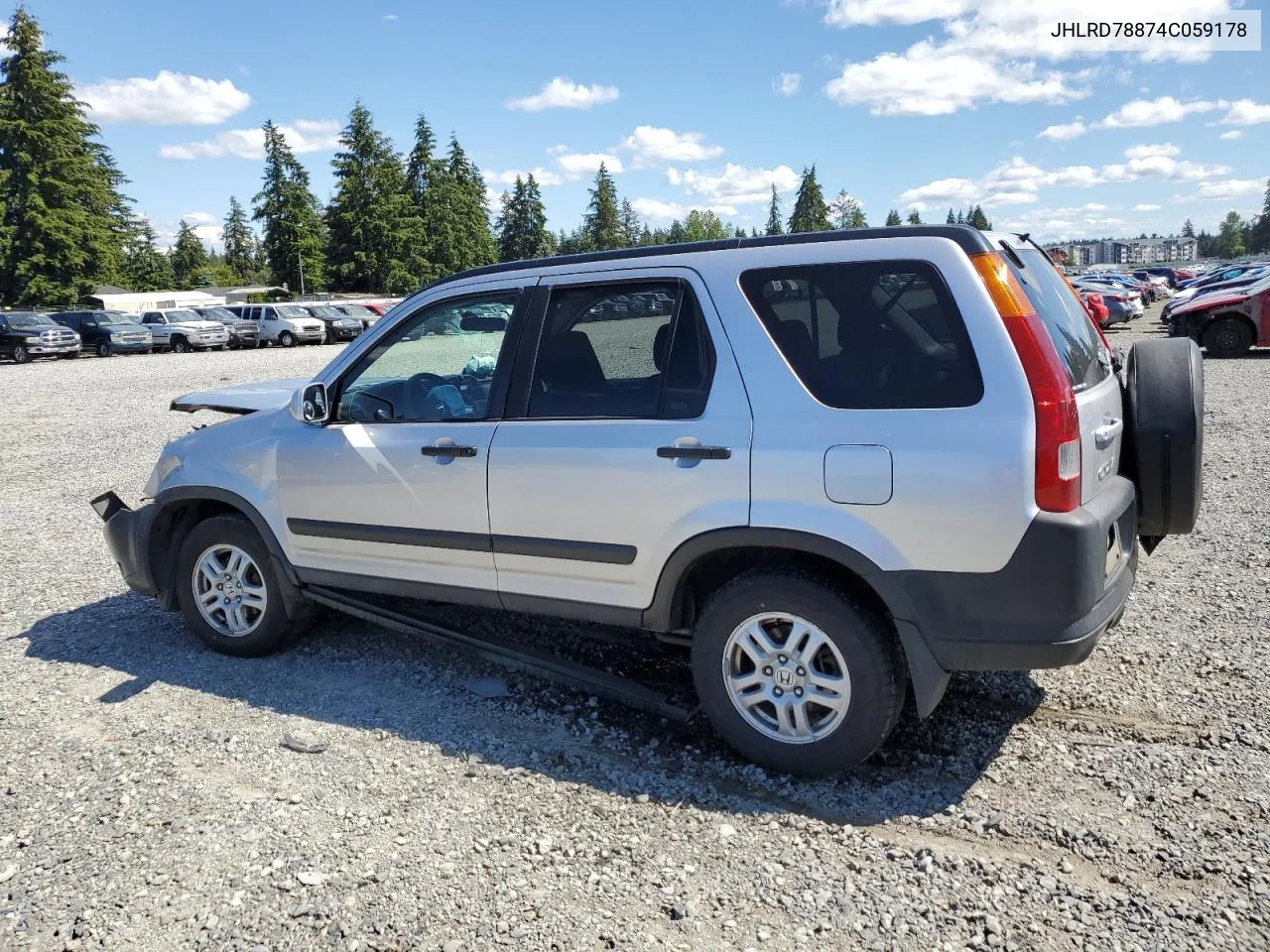 2004 Honda Cr-V Ex VIN: JHLRD78874C059178 Lot: 59919094