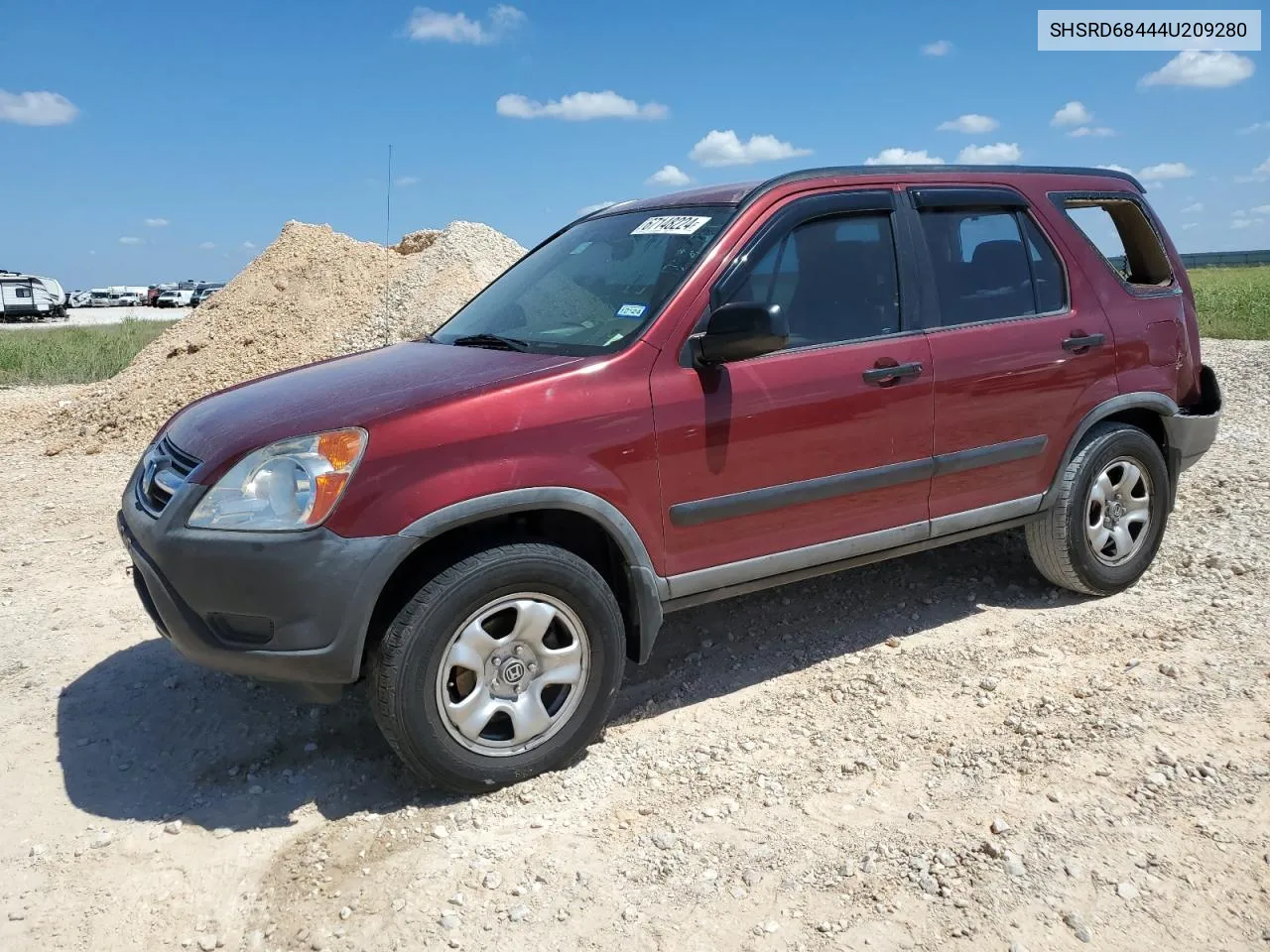 2004 Honda Cr-V Lx VIN: SHSRD68444U209280 Lot: 67148224