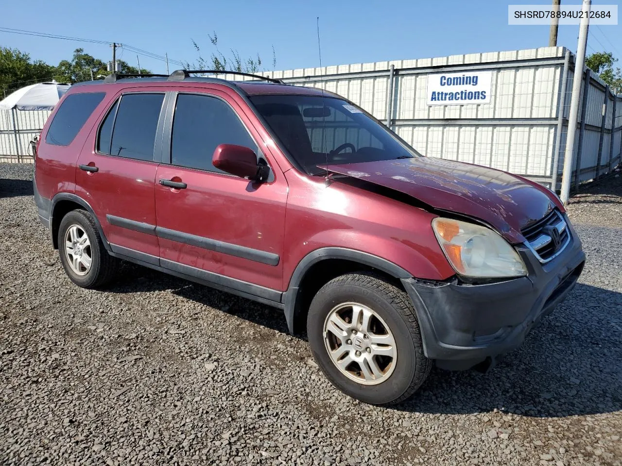 2004 Honda Cr-V Ex VIN: SHSRD78894U212684 Lot: 68345514