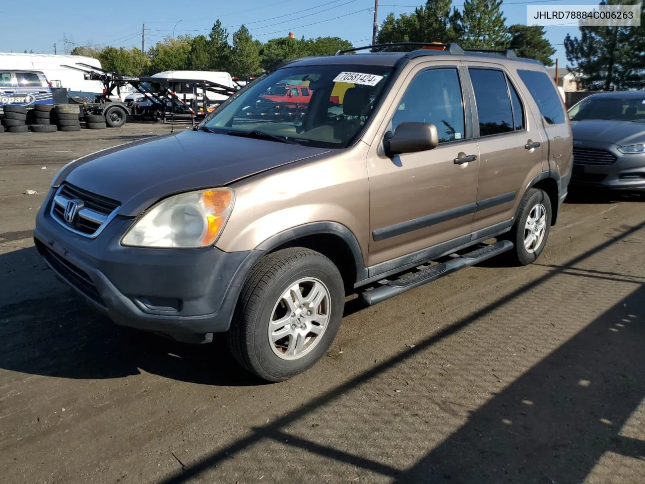 2004 Honda Cr-V Ex VIN: JHLRD78884C006263 Lot: 70581424