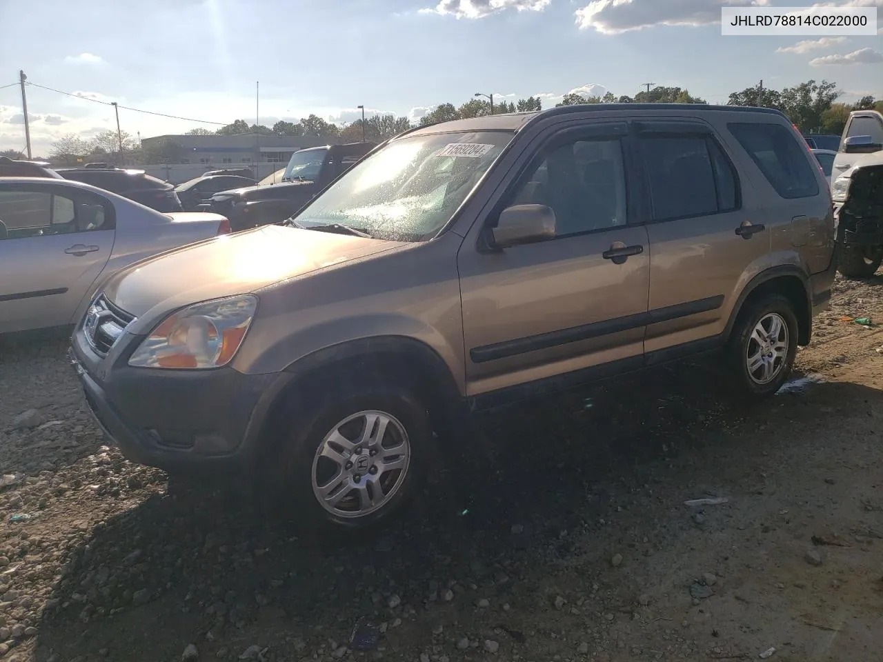 2004 Honda Cr-V Ex VIN: JHLRD78814C022000 Lot: 71569284