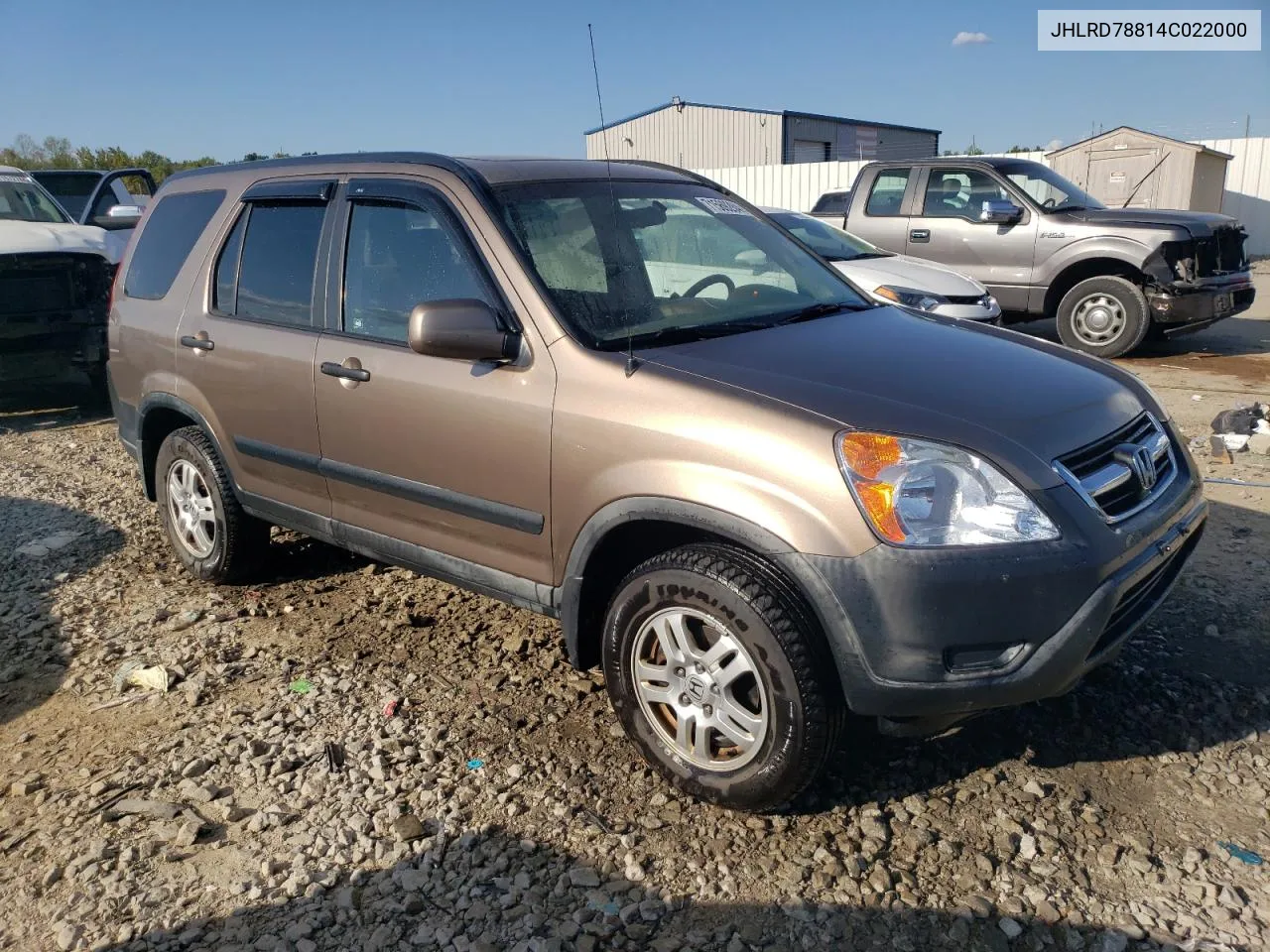 2004 Honda Cr-V Ex VIN: JHLRD78814C022000 Lot: 71569284