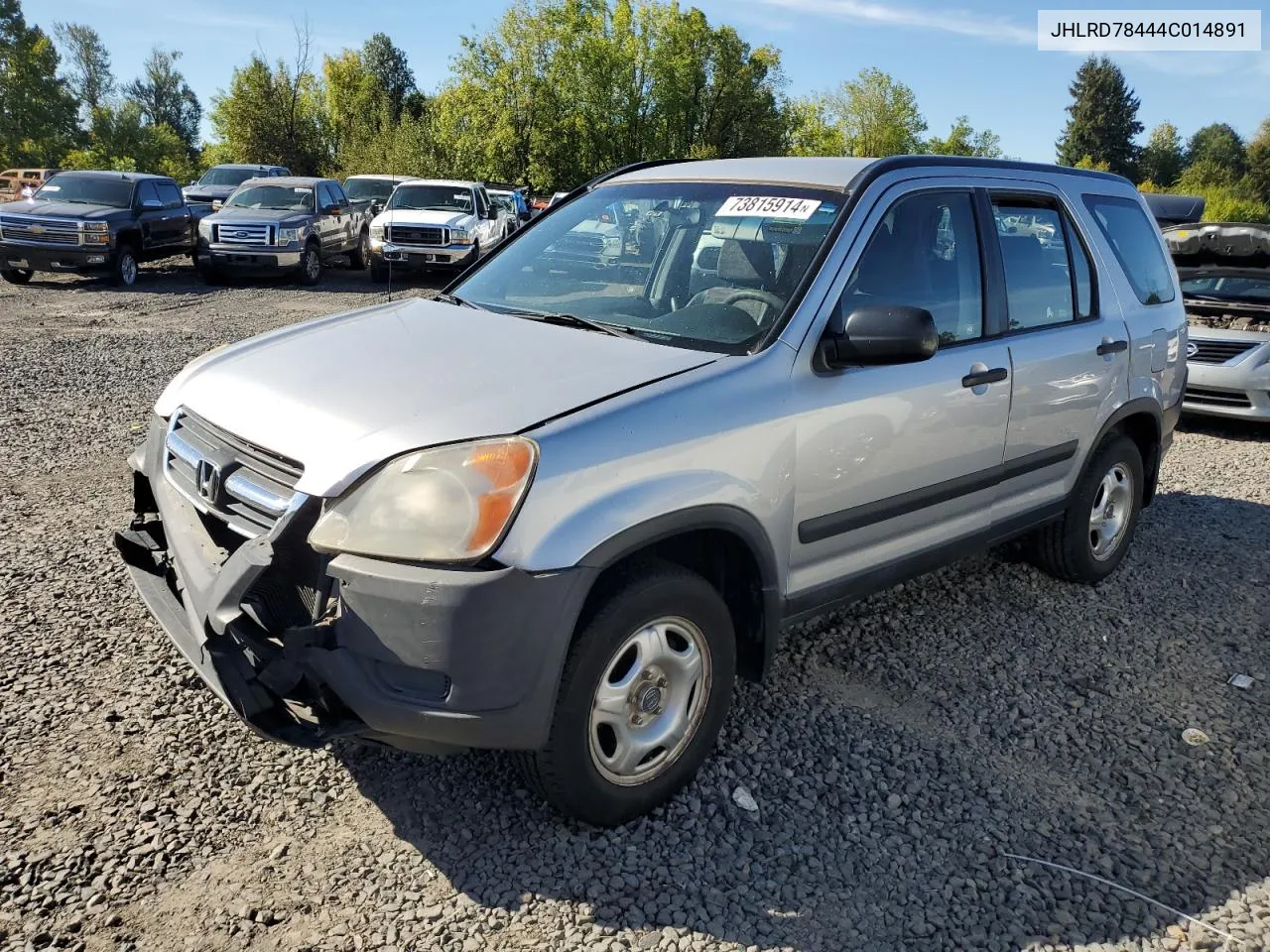 2004 Honda Cr-V Lx VIN: JHLRD78444C014891 Lot: 73815914