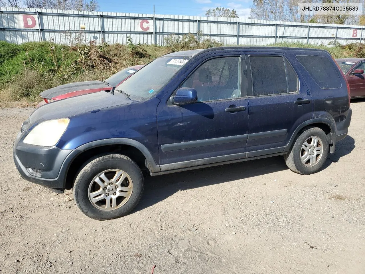 2004 Honda Cr-V Ex VIN: JHLRD78874C035589 Lot: 74137844