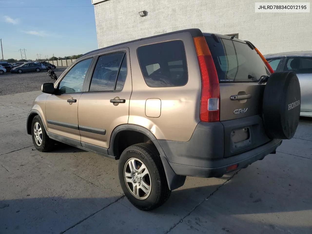 2004 Honda Cr-V Ex VIN: JHLRD78834C012195 Lot: 74952234