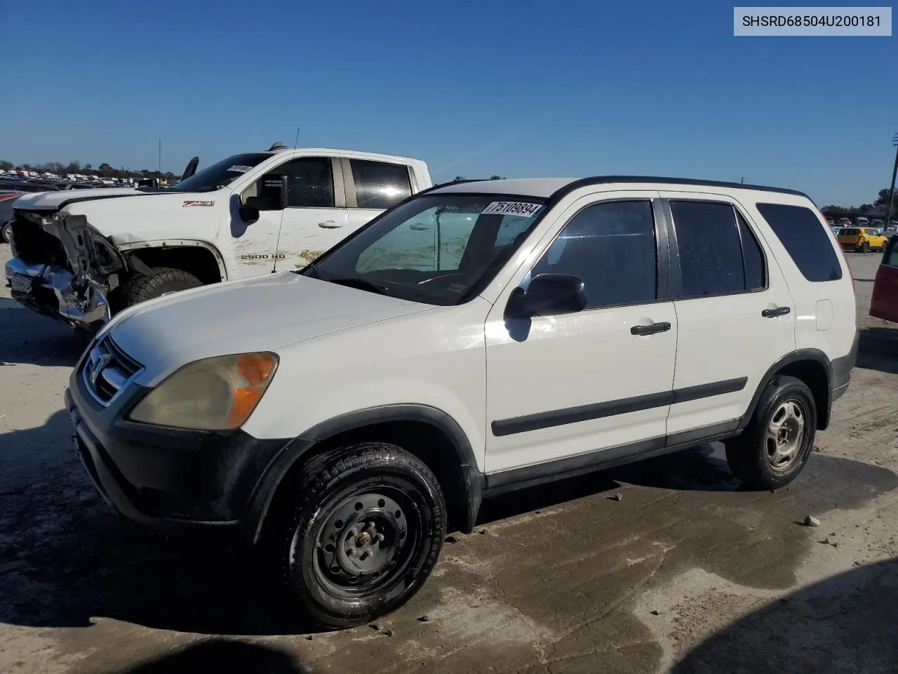 2004 Honda Cr-V Lx VIN: SHSRD68504U200181 Lot: 75109894