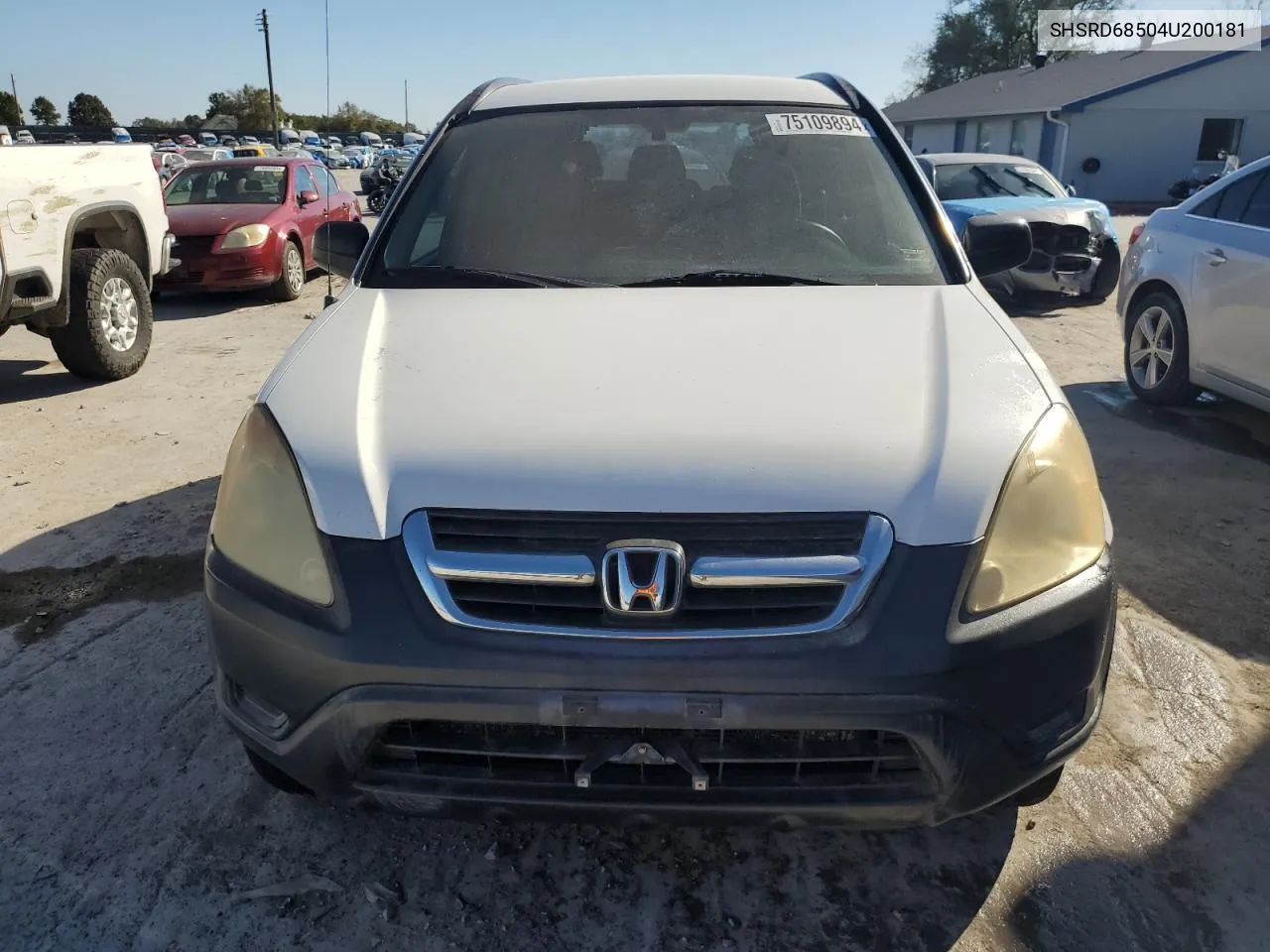 2004 Honda Cr-V Lx VIN: SHSRD68504U200181 Lot: 75109894