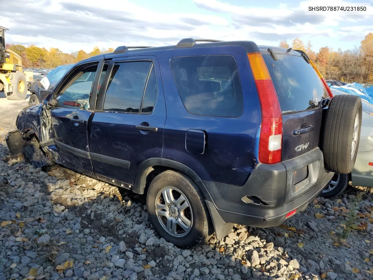 2004 Honda Cr-V Ex VIN: SHSRD78874U231850 Lot: 77075514