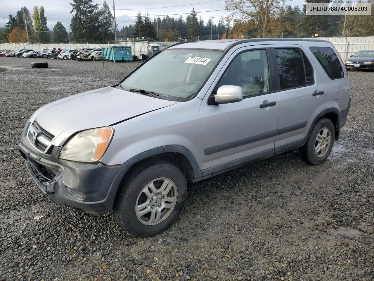 2004 Honda Cr-V Ex VIN: JHLRD78874C005203 Lot: 77702144