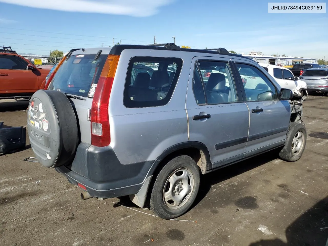 2004 Honda Cr-V Lx VIN: JHLRD78494C039169 Lot: 77709464