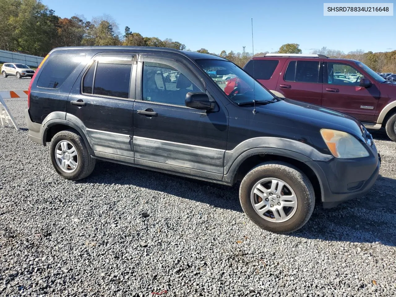 2004 Honda Cr-V Ex VIN: SHSRD78834U216648 Lot: 79030184