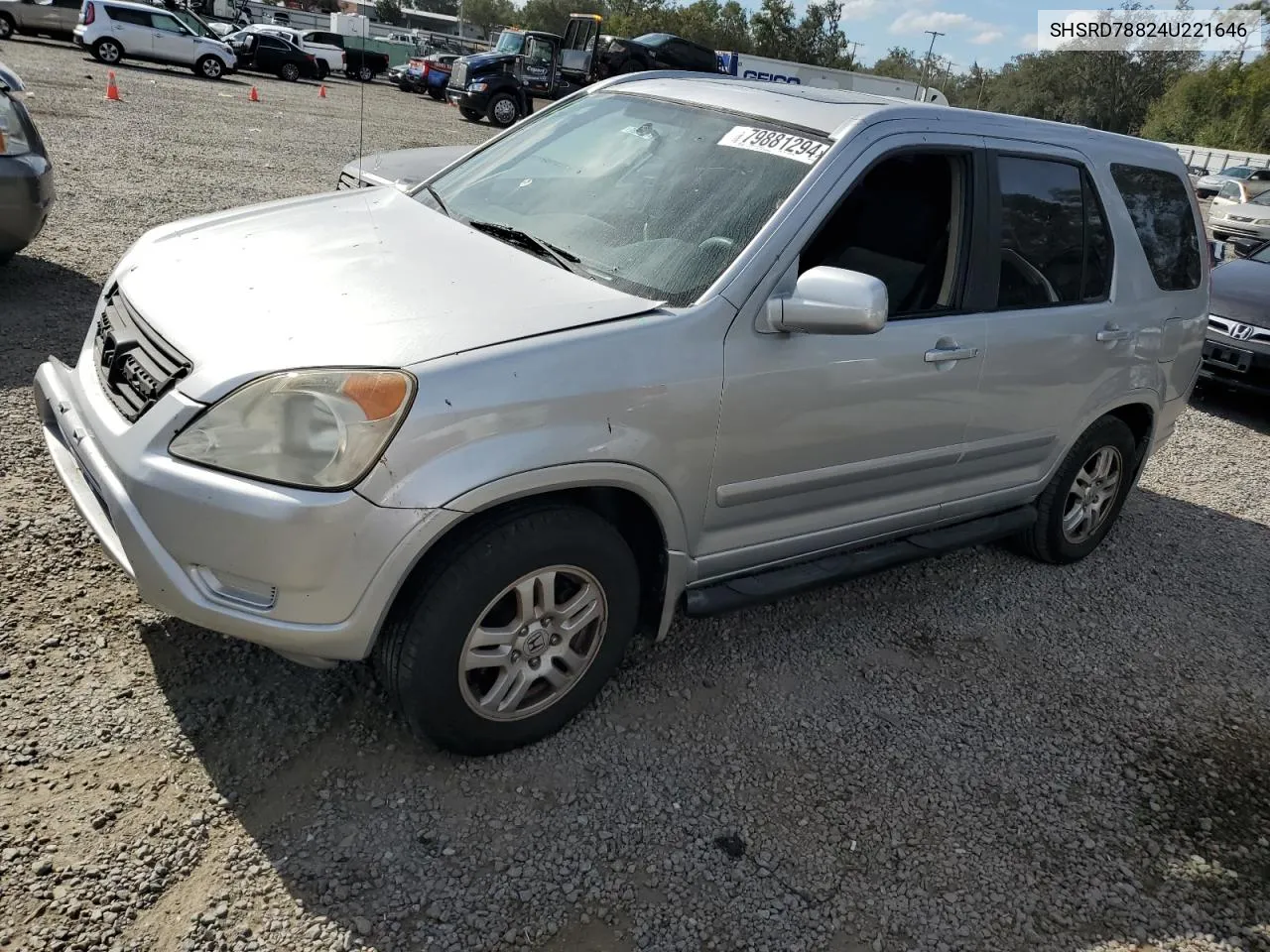 2004 Honda Cr-V Ex VIN: SHSRD78824U221646 Lot: 79881294