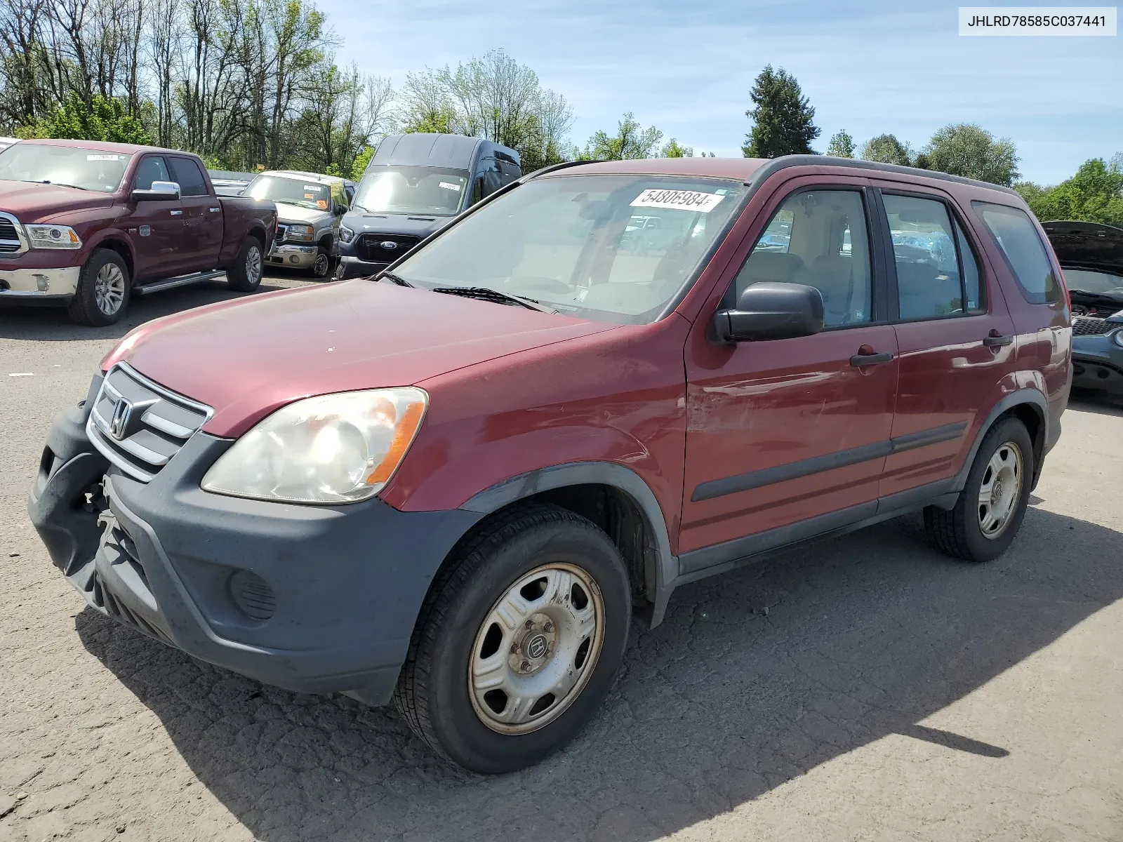 2005 Honda Cr-V Lx VIN: JHLRD78585C037441 Lot: 54806984