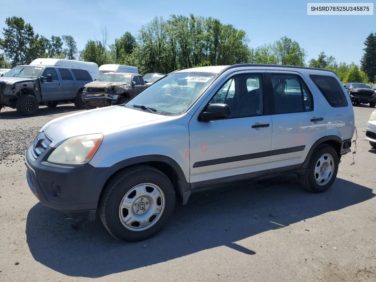 2005 Honda Cr-V Lx VIN: SHSRD78525U345875 Lot: 59371044