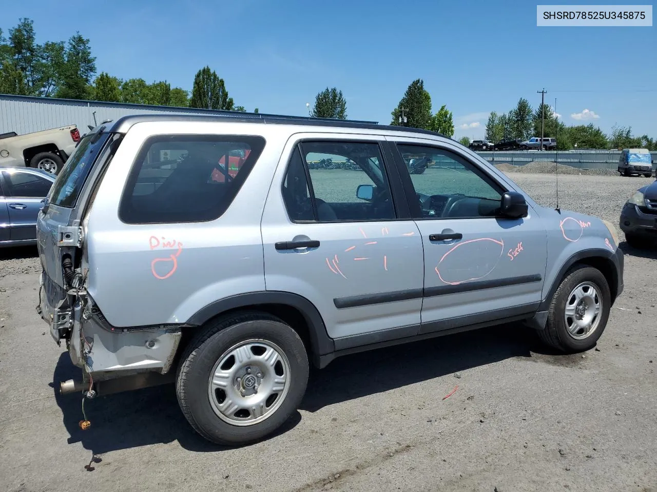 2005 Honda Cr-V Lx VIN: SHSRD78525U345875 Lot: 59371044