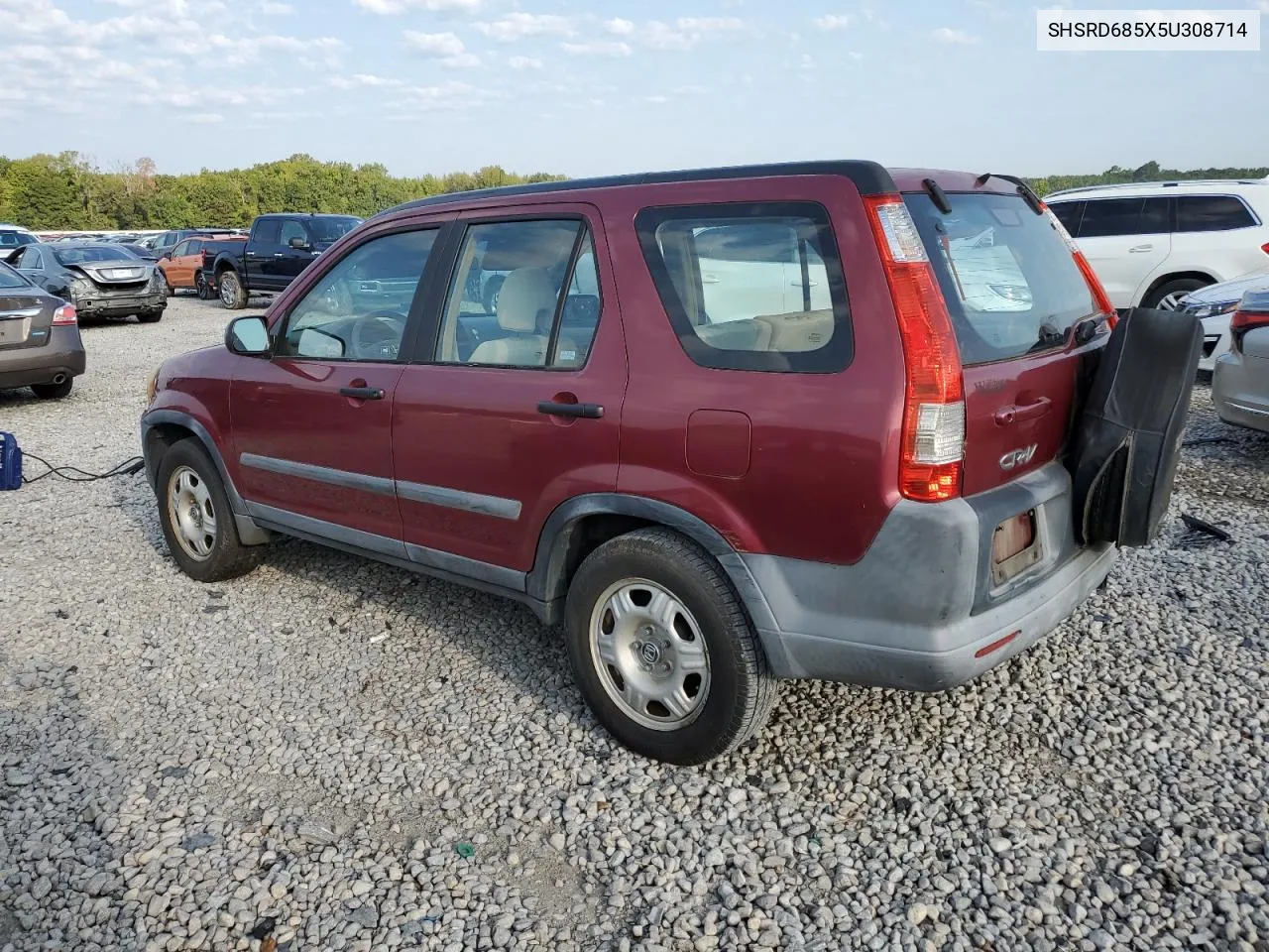 2005 Honda Cr-V Lx VIN: SHSRD685X5U308714 Lot: 70167274