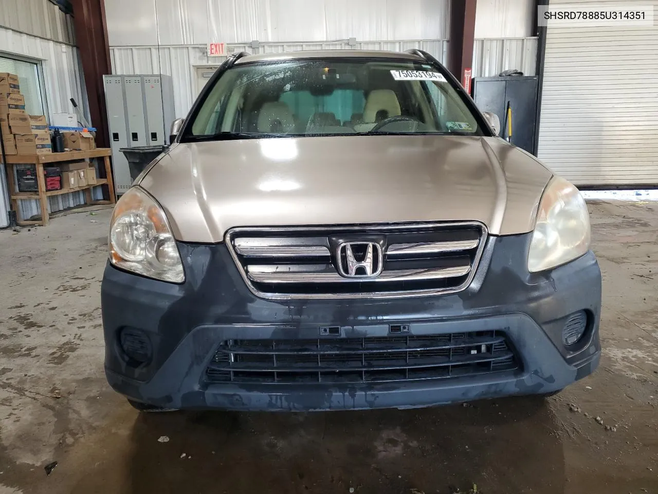 2005 Honda Cr-V Ex VIN: SHSRD78885U314351 Lot: 75053194