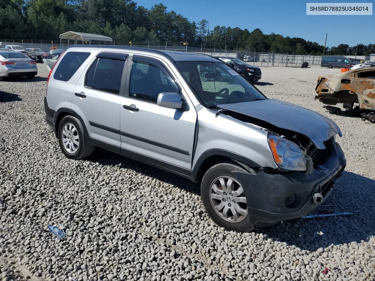 2005 Honda Cr-V Ex VIN: SHSRD78825U345014 Lot: 75980474