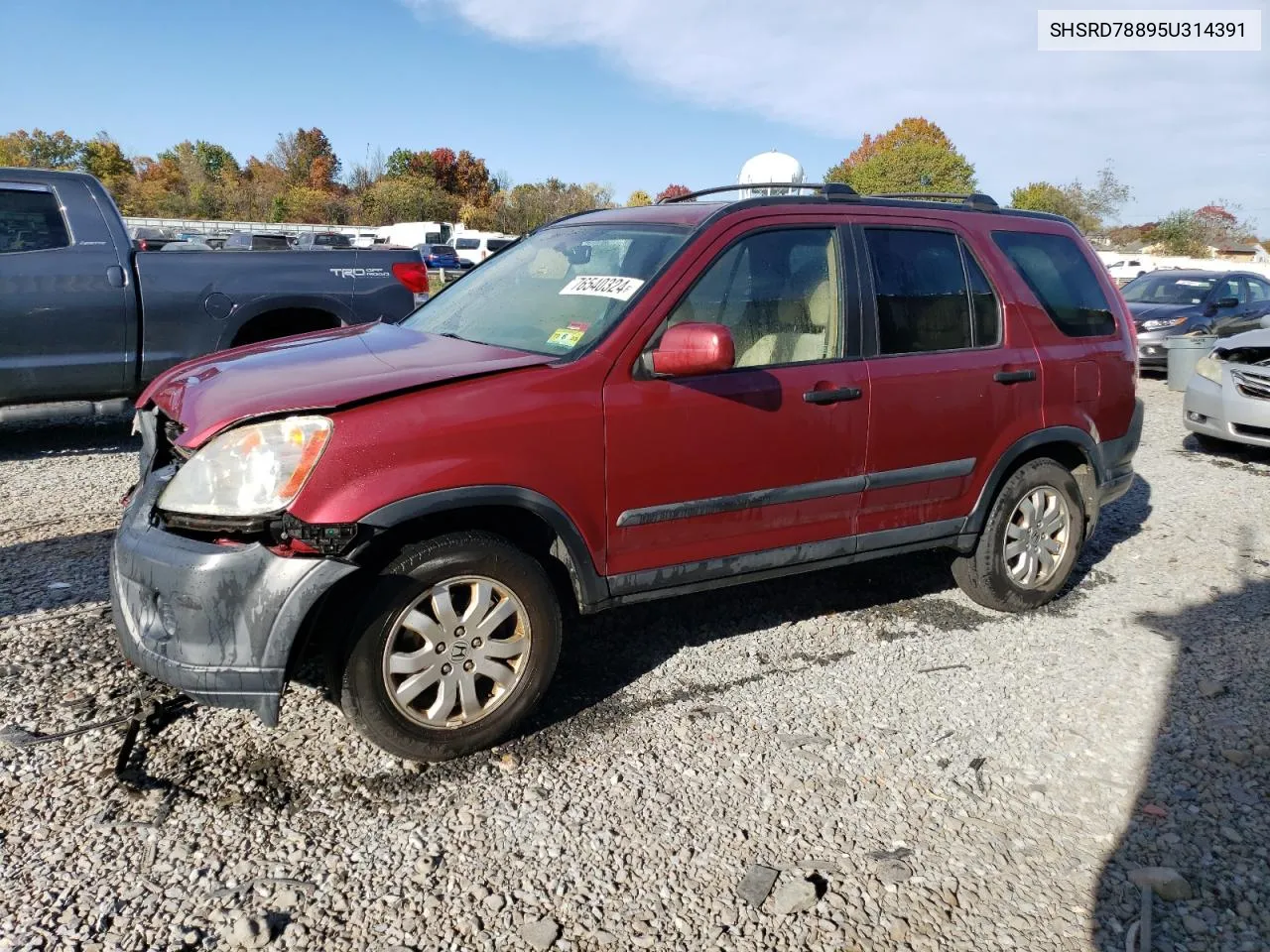 2005 Honda Cr-V Ex VIN: SHSRD78895U314391 Lot: 76540324