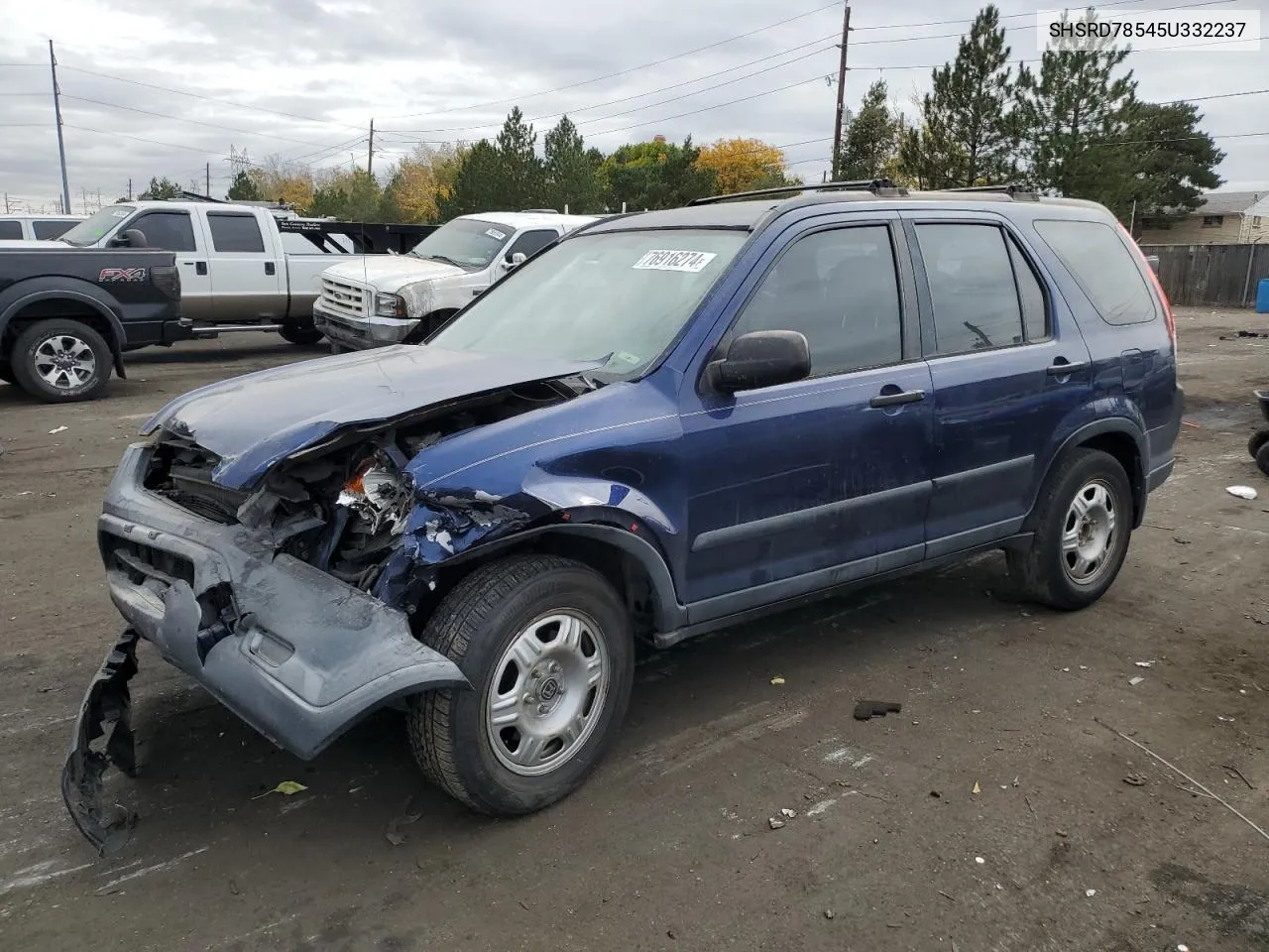 2005 Honda Cr-V Lx VIN: SHSRD78545U332237 Lot: 76916274