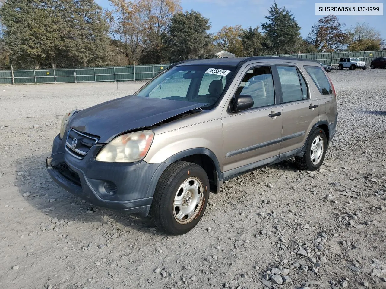 2005 Honda Cr-V Lx VIN: SHSRD685X5U304999 Lot: 78355904