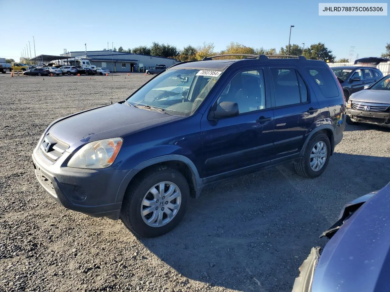 2005 Honda Cr-V Ex VIN: JHLRD78875C065306 Lot: 78937954