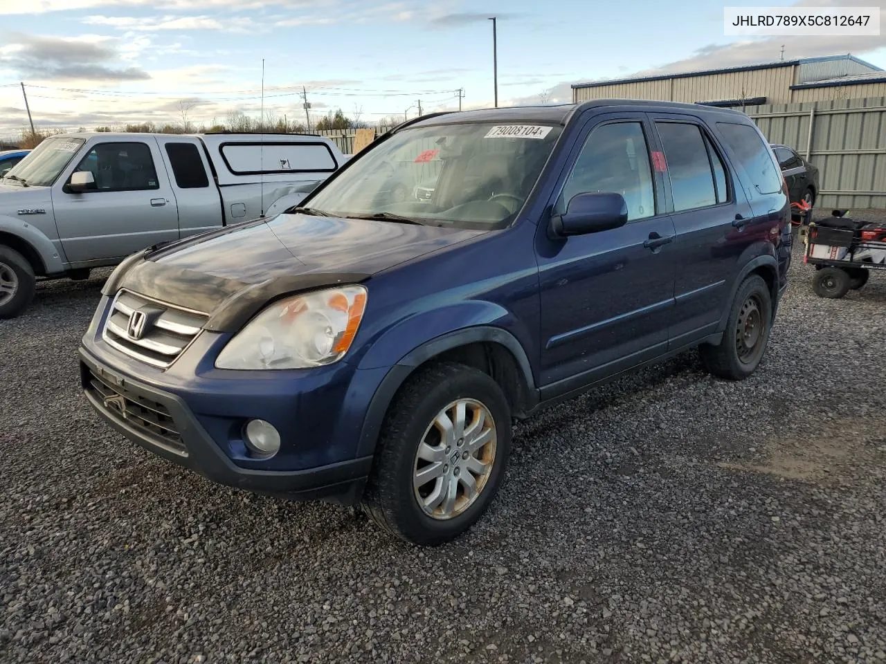 2005 Honda Cr-V Se VIN: JHLRD789X5C812647 Lot: 79008104