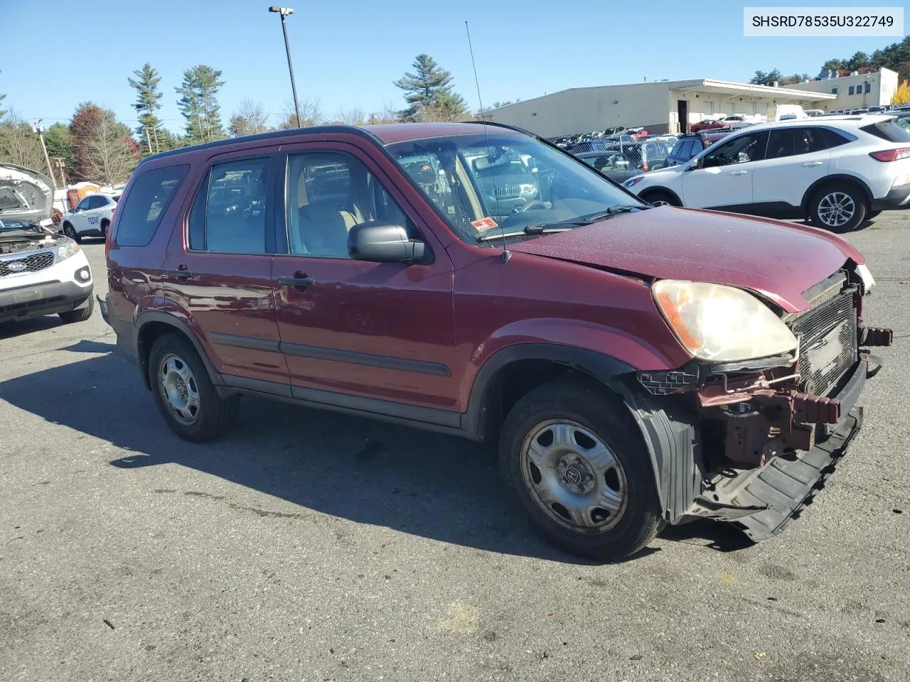 2005 Honda Cr-V Lx VIN: SHSRD78535U322749 Lot: 79239134