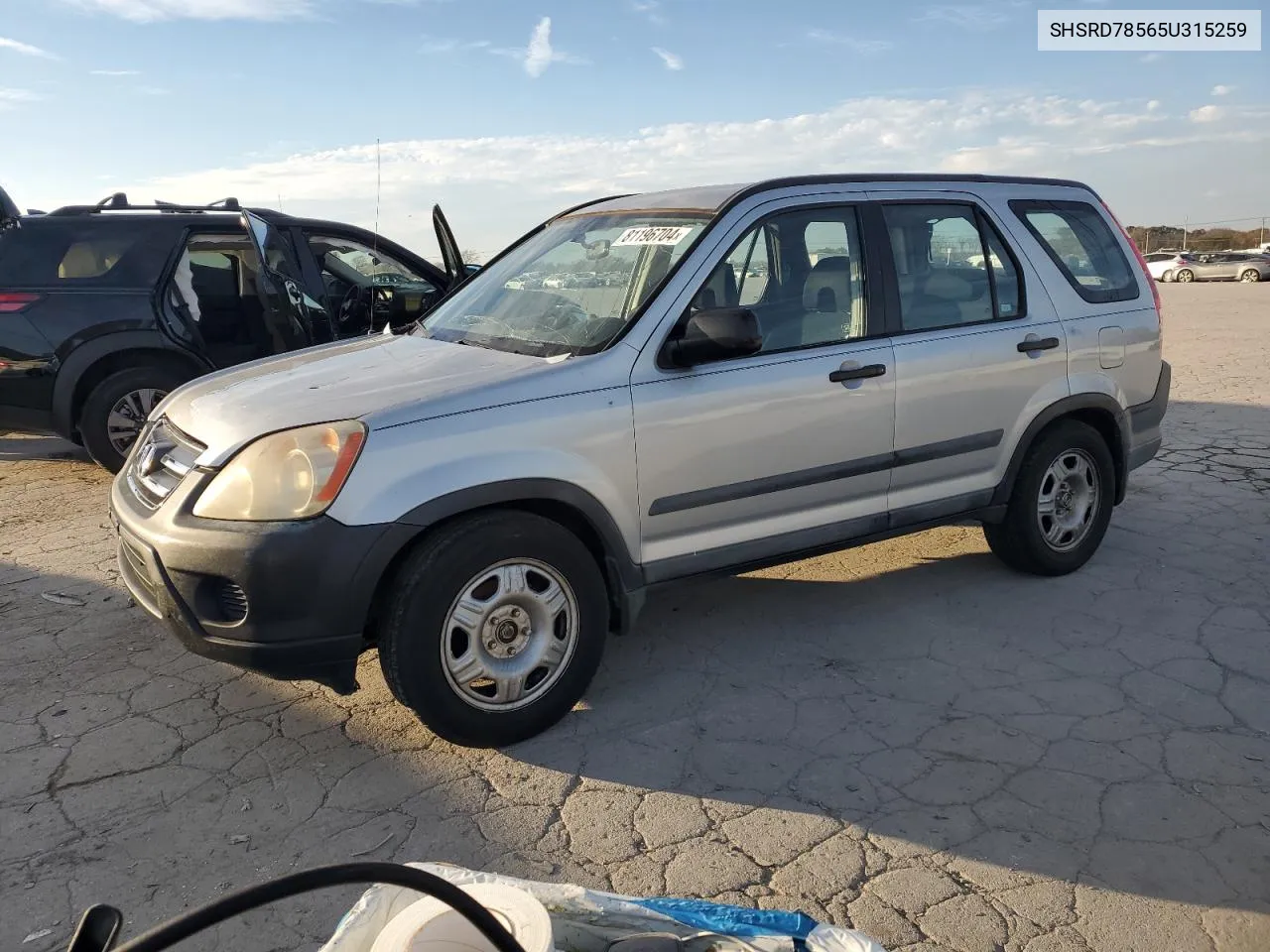 2005 Honda Cr-V Lx VIN: SHSRD78565U315259 Lot: 81196704