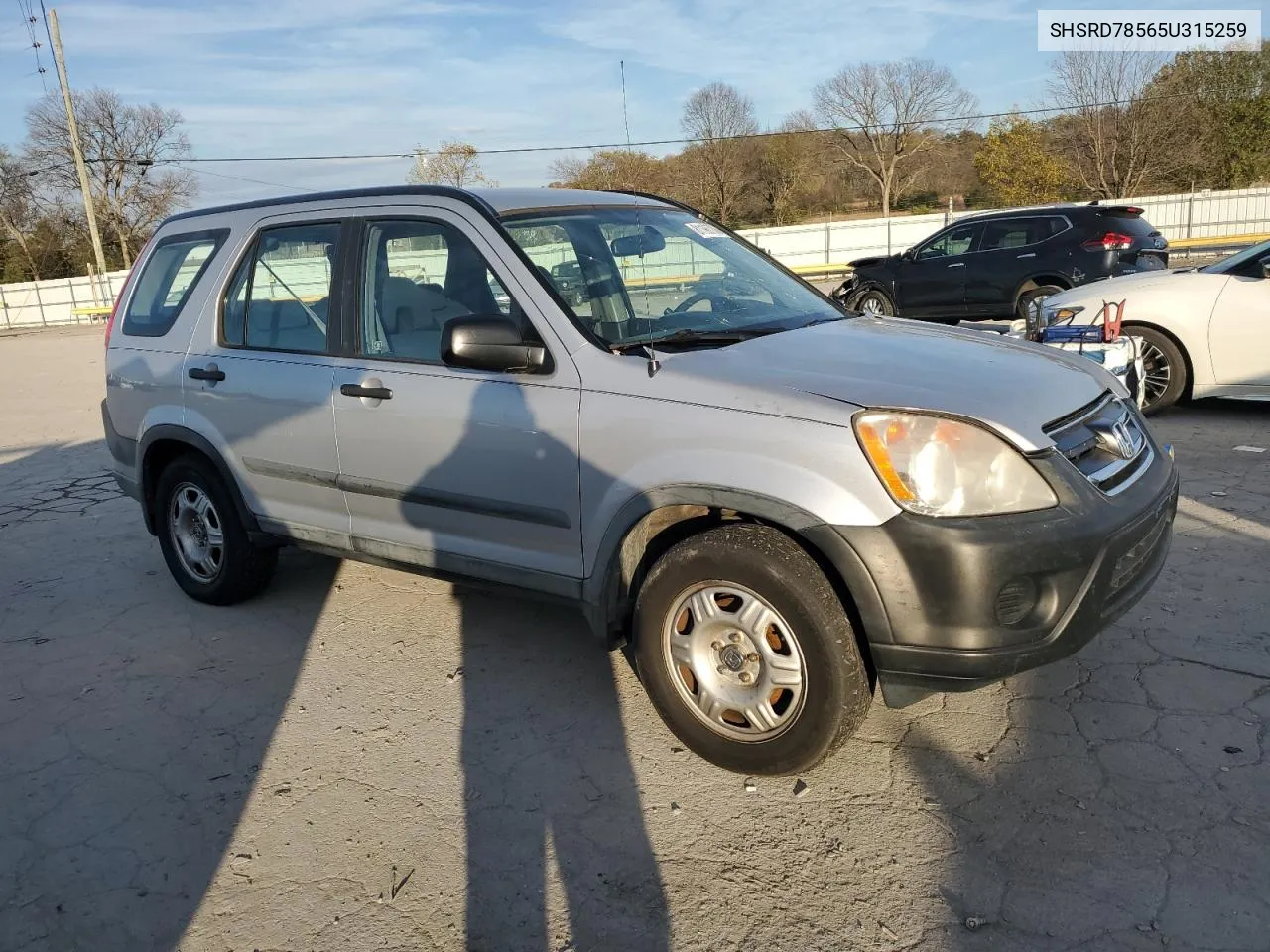 2005 Honda Cr-V Lx VIN: SHSRD78565U315259 Lot: 81196704