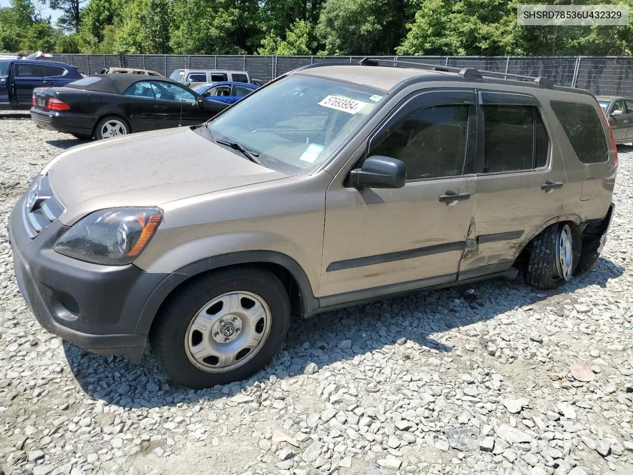 2006 Honda Cr-V Lx VIN: SHSRD78536U432329 Lot: 57693954