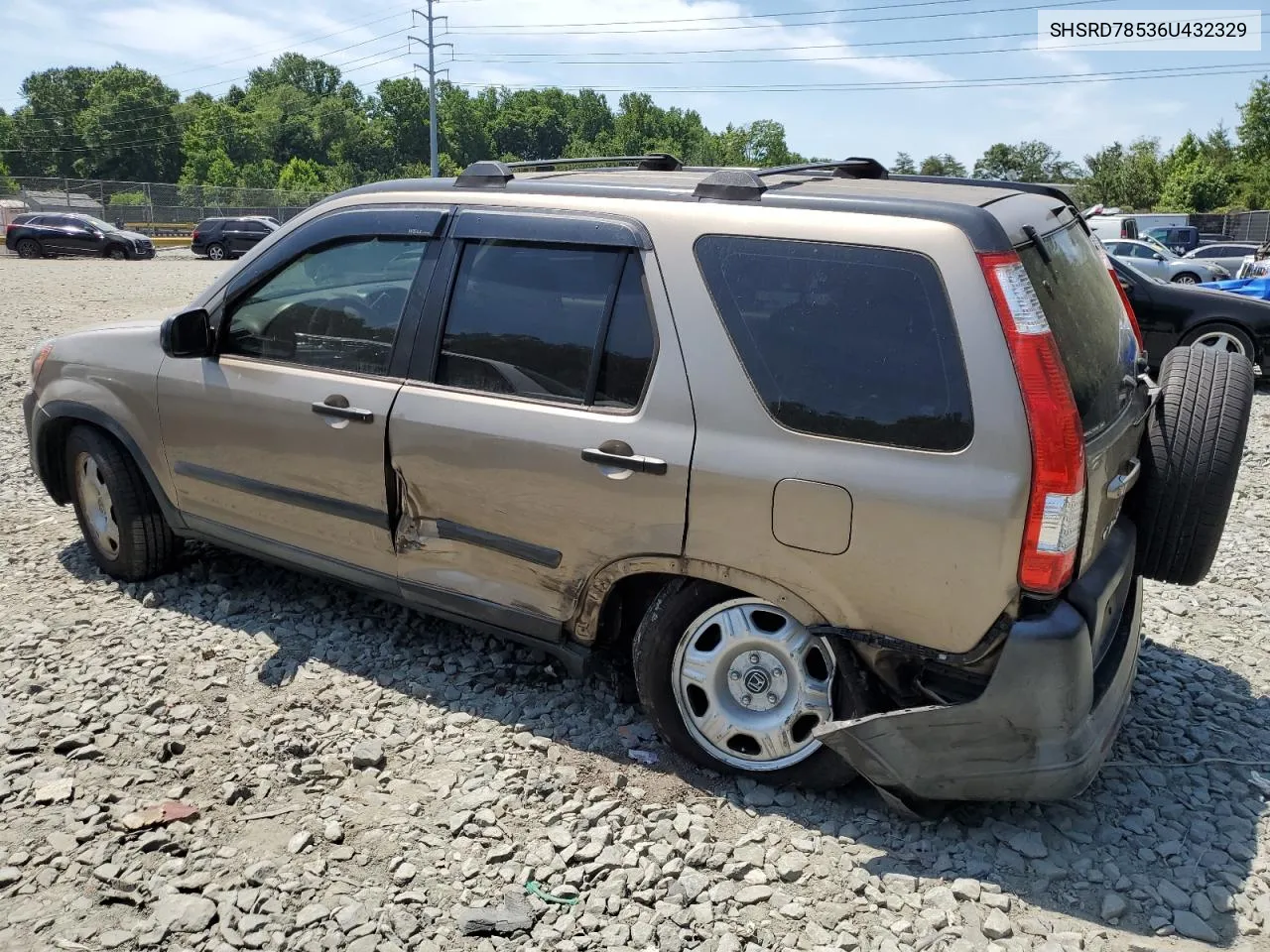 2006 Honda Cr-V Lx VIN: SHSRD78536U432329 Lot: 57693954