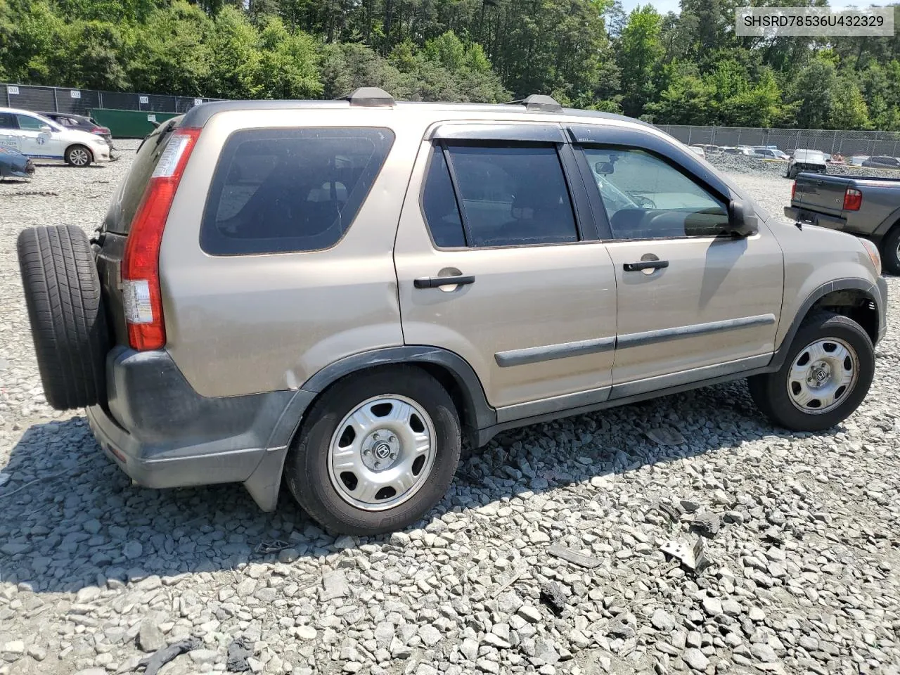 2006 Honda Cr-V Lx VIN: SHSRD78536U432329 Lot: 57693954