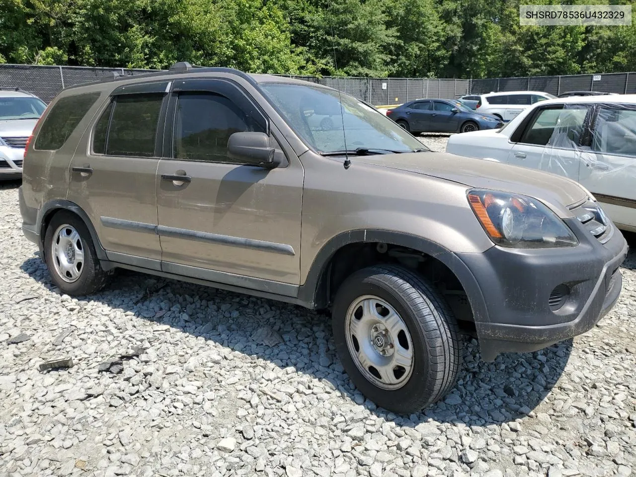 2006 Honda Cr-V Lx VIN: SHSRD78536U432329 Lot: 57693954