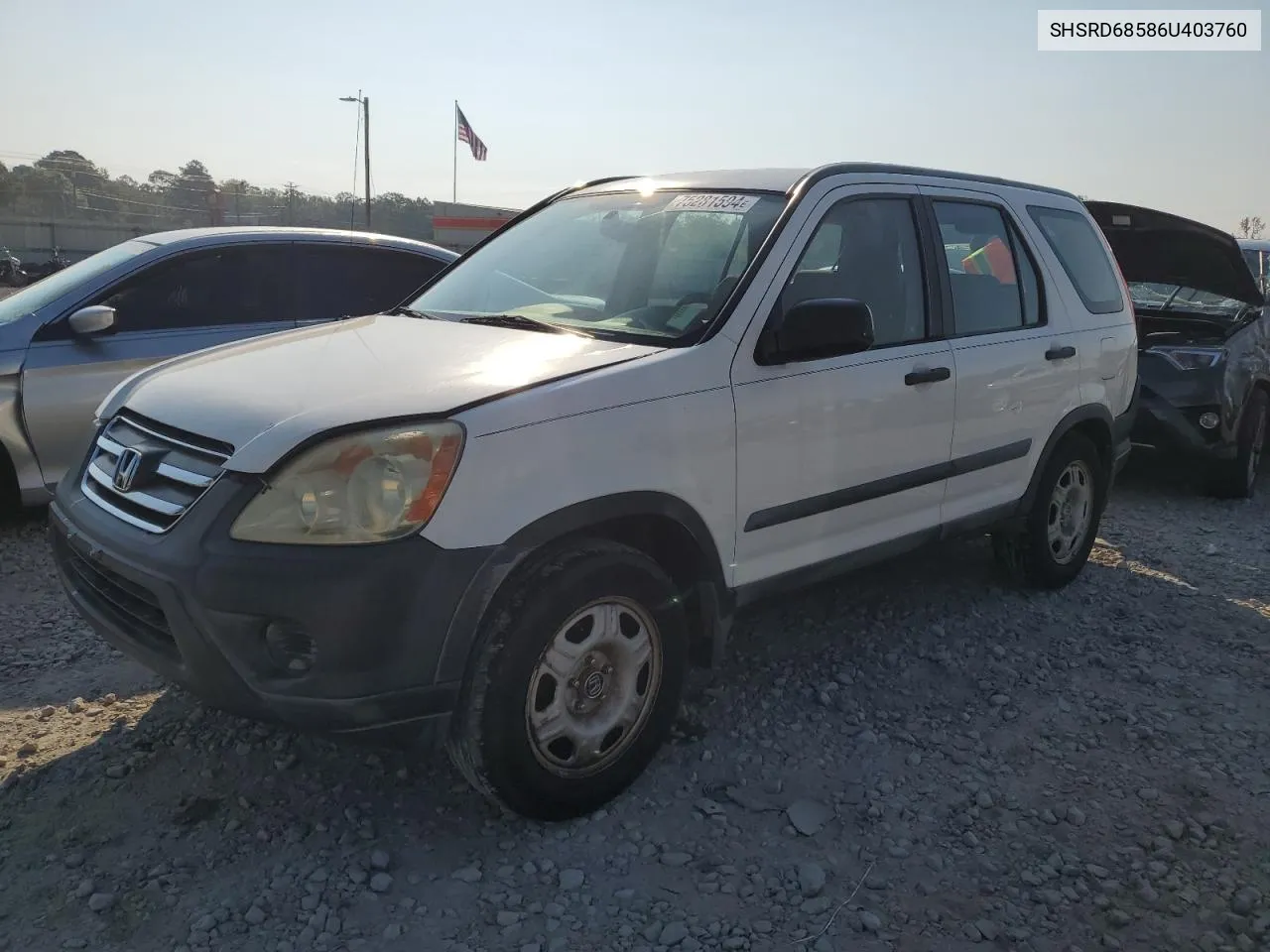 2006 Honda Cr-V Lx VIN: SHSRD68586U403760 Lot: 75281594