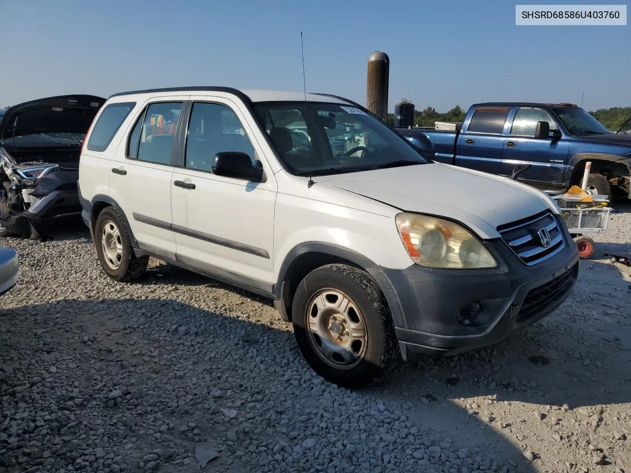 2006 Honda Cr-V Lx VIN: SHSRD68586U403760 Lot: 75281594