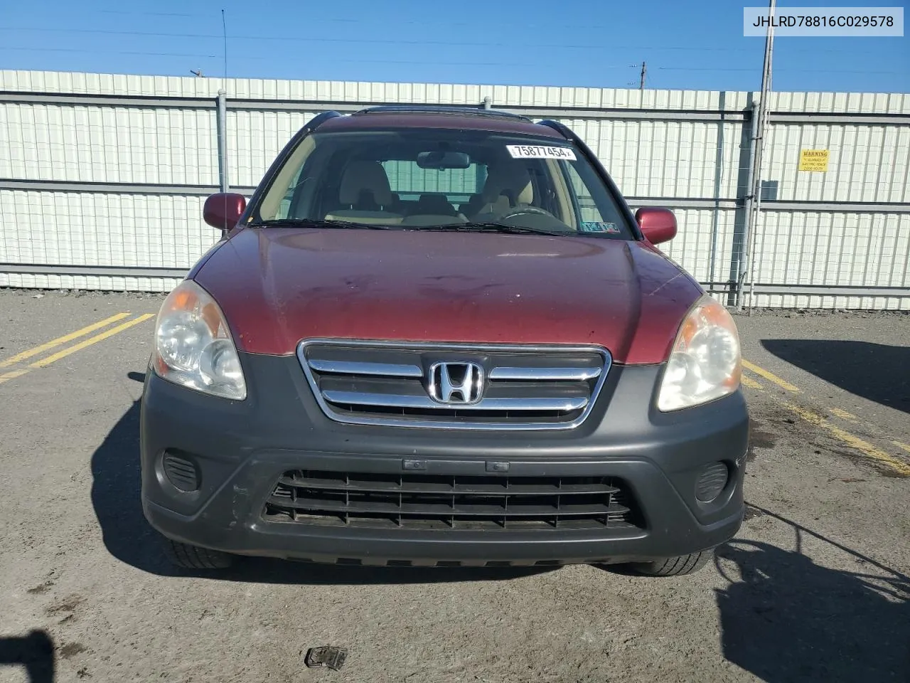 JHLRD78816C029578 2006 Honda Cr-V Ex