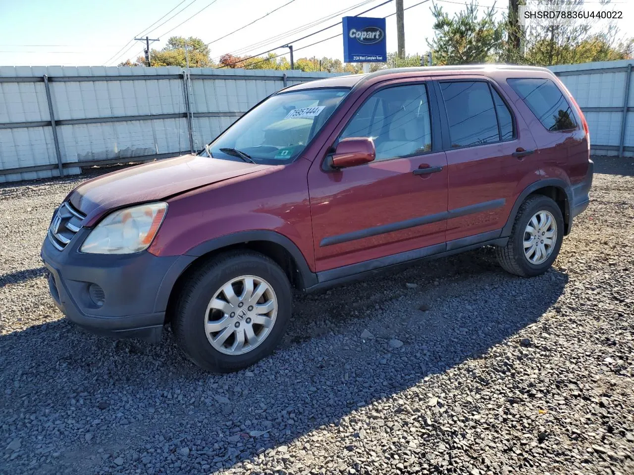 2006 Honda Cr-V Ex VIN: SHSRD78836U440022 Lot: 75957444