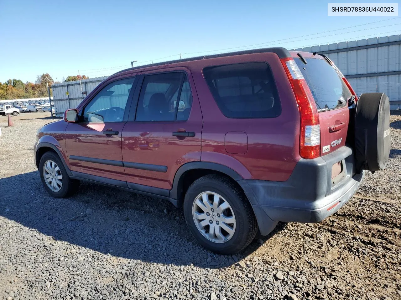 2006 Honda Cr-V Ex VIN: SHSRD78836U440022 Lot: 75957444