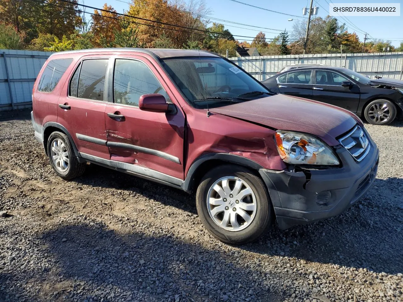 2006 Honda Cr-V Ex VIN: SHSRD78836U440022 Lot: 75957444