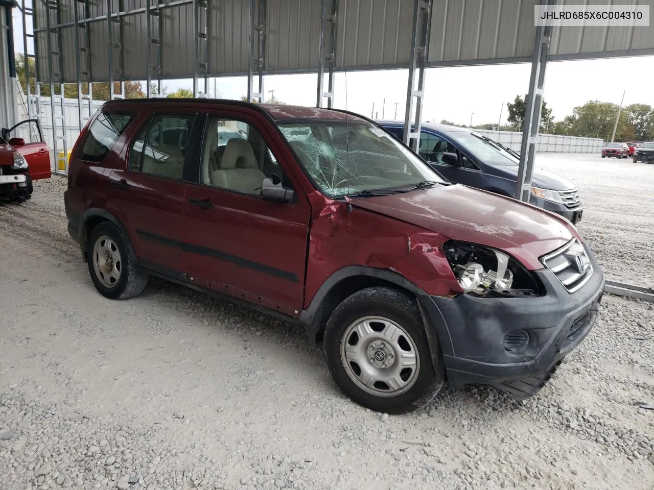 2006 Honda Cr-V Lx VIN: JHLRD685X6C004310 Lot: 76160864