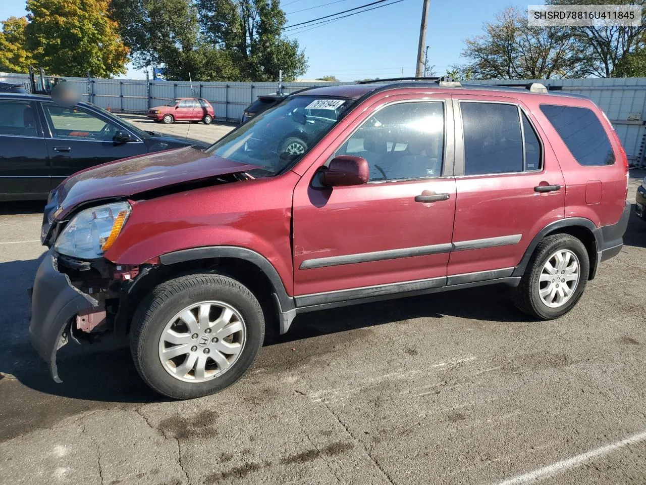 2006 Honda Cr-V Ex VIN: SHSRD78816U411845 Lot: 76161944