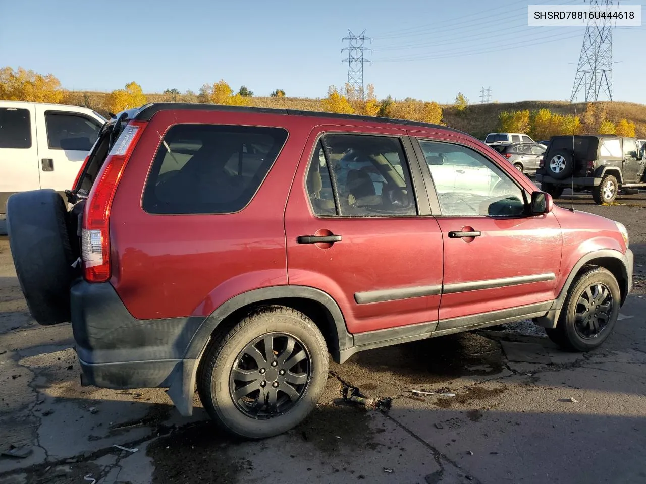 2006 Honda Cr-V Ex VIN: SHSRD78816U444618 Lot: 77384614