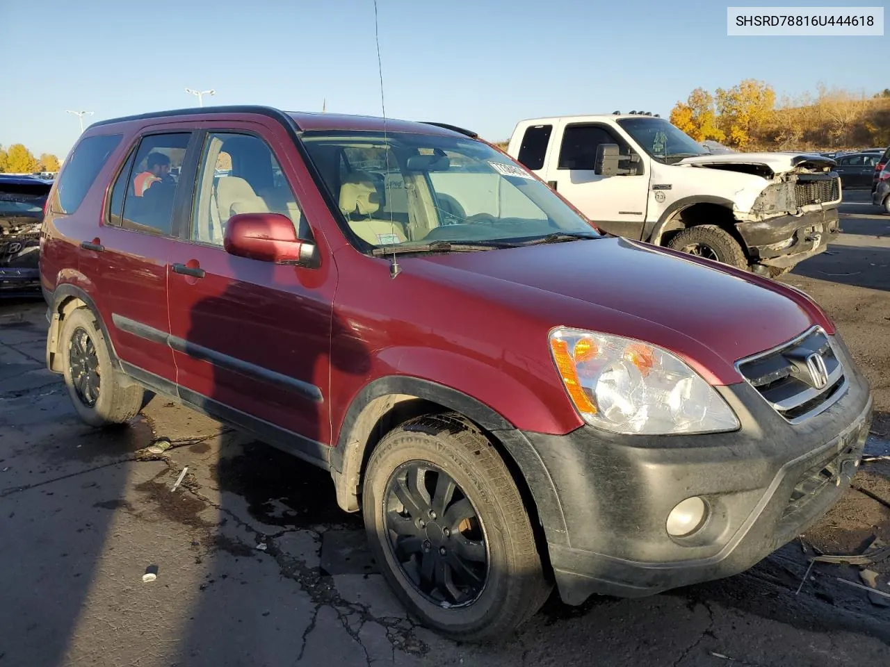 2006 Honda Cr-V Ex VIN: SHSRD78816U444618 Lot: 77384614